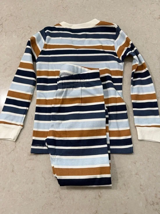 Toddler Striped Long Sleeve Pajama Set - Blue, Navy & Brown - 2T NWOT - Picture 3 of 3
